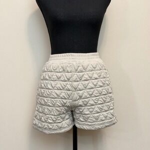 Mable Quilted Triangle Puffer Shorts Gray Oatmeal Elastic Waist Womens S Lounge